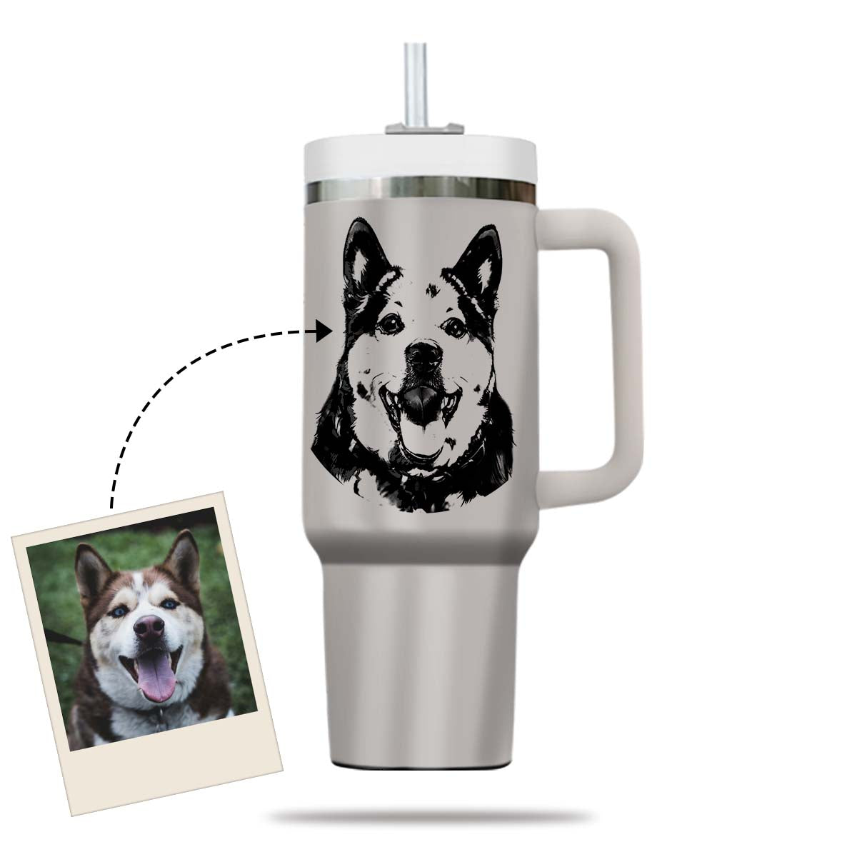 Custom Pet Photo Tumbler 40oz With Handle, Dog Photo Tumbler, Puppies Tumbler with Straw, Dog Lover Tumbler, Favorite Pet Tumbler, Stainless Steel Tumbler, Insulated Tumbler, Pet Photo Gift with Custom Pet Image 08