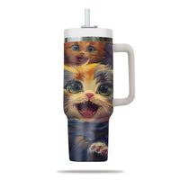 Thumbnail for Cute Cat Tumbler 40oz With Handle, Cat Pattern 40oz Tumbler, Cat Lover Tumbler 40oz, Stainless Steel Tumbler, Insulated Tumbler 22