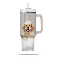 Thumbnail for Custom Pet Portrait Photo Tumbler 40oz With Handle, Animal in Tub, Funny Bathroom Art, Dog In Bathtub Print, Puppies Tumbler with Straw, Dog Lover Tumbler, Stainless Steel Tumbler, Insulated Tumbler 19