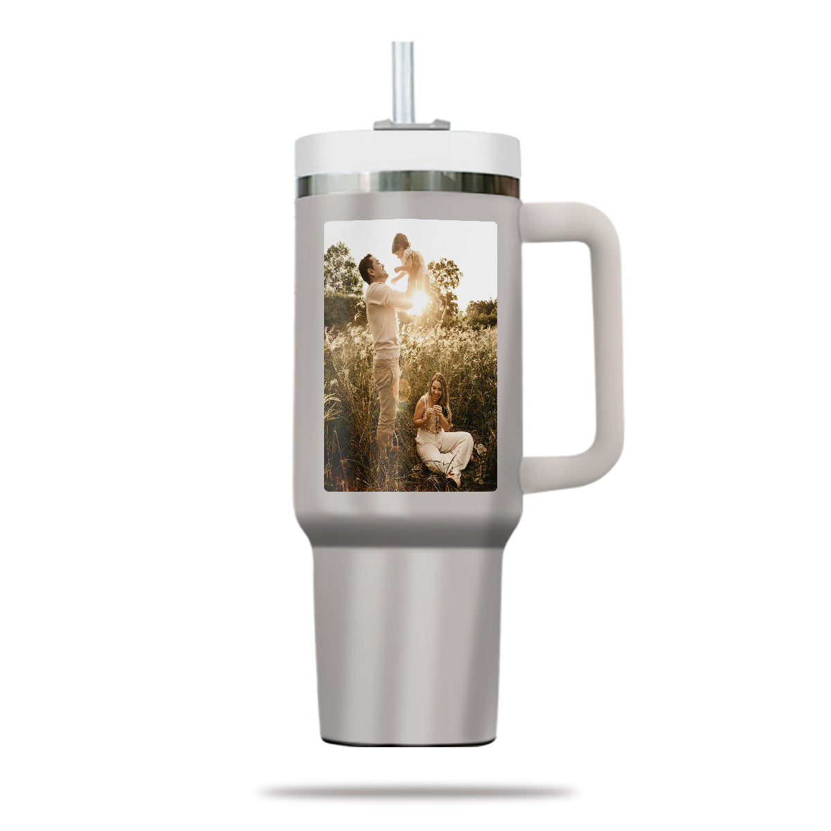 Custom 40oz Tumbler with Photo, Family Photo Tumbler 40oz With Handle, Personalized Photo Gift, Gift for Mother, Gift for Grandma, Stainless Steel Tumbler, Insulated Tumbler 01