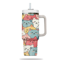 Thumbnail for Cute Cat Tumbler 40oz With Handle, Cat Pattern 40oz Tumbler, Cat Lover Tumbler 40oz, Stainless Steel Tumbler, Insulated Tumbler 27