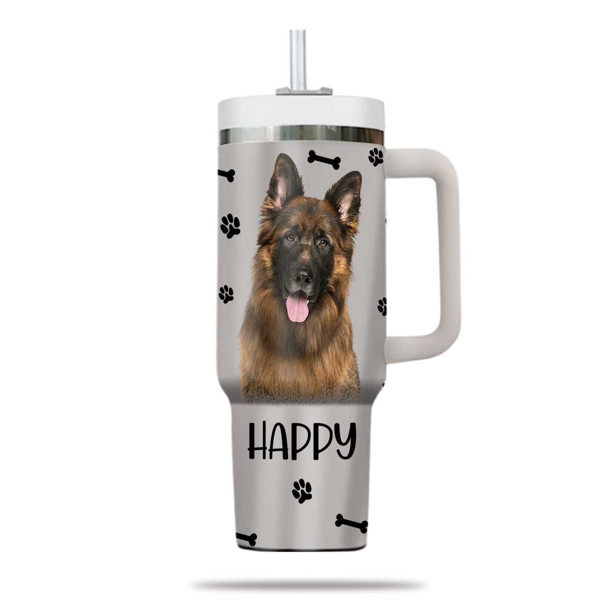 Custom Pet Photo Tumbler 40oz With Handle, Watercolor Pet Portrait From Photo Tumbler,  Personalized Dog Face Photo Tumbler with Straw, Dog Lover Tumbler, Stainless Steel Tumbler, Insulated Tumbler 15