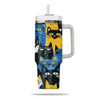 Thumbnail for Cute Cat Tumbler 40oz With Handle, Cat Pattern 40oz Tumbler, Cat Lover Tumbler 40oz, Stainless Steel Tumbler, Insulated Tumbler 29