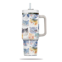 Thumbnail for Cute Cat Tumbler 40oz With Handle, Cat Pattern 40oz Tumbler, Cat Lover Tumbler 40oz, Stainless Steel Tumbler, Insulated Tumbler 18