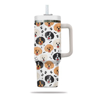 Thumbnail for Cute Poodle Tumbler 40oz With Handle, Poodle Pattern 40oz Tumbler, Dog Paw Photo Tumbler with Straw, Dog Lover Tumbler, Stainless Steel Tumbler, Insulated Tumbler 02