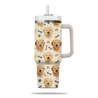 Thumbnail for Cute Golden Retriever Tumbler 40oz With Handle, Golden Retriever Pattern 40oz Tumbler, Dog Paw Photo Tumbler with Straw, Dog Lover Tumbler, Stainless Steel Tumbler, Insulated Tumbler