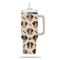 Thumbnail for Cute St. Bernard Tumbler 40oz With Handle, St. Bernard Pattern 40oz Tumbler, Dog Paw Photo Tumbler with Straw, Dog Lover Tumbler, Stainless Steel Tumbler, Insulated Tumbler