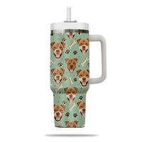 Thumbnail for Cute Pitbull Tumbler 40oz With Handle, Pitbull Pattern 40oz Tumbler, Dog Paw Photo Tumbler with Straw, Dog Lover Tumbler, Stainless Steel Tumbler, Insulated Tumbler