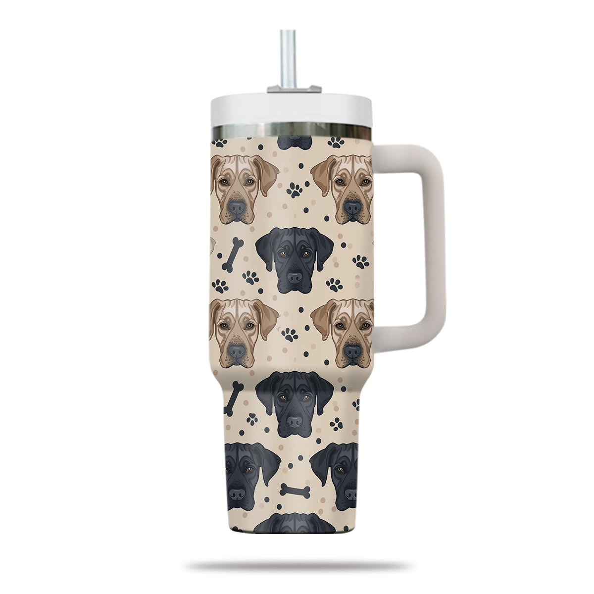 Cute Labrador Retriever Tumbler 40oz With Handle, Labrador Retriever Pattern 40oz Tumbler, Dog Paw Photo Tumbler with Straw, Dog Lover Tumbler, Stainless Steel Tumbler, Insulated Tumbler