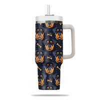 Thumbnail for Cute Rottweiler Tumbler 40oz With Handle, Rottweiler Pattern 40oz Tumbler, Dog Paw Photo Tumbler with Straw, Dog Lover Tumbler, Stainless Steel Tumbler, Insulated Tumbler