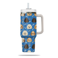 Thumbnail for Cute Poodle Tumbler 40oz With Handle, Poodle Pattern 40oz Tumbler, Dog Paw Photo Tumbler with Straw, Dog Lover Tumbler, Stainless Steel Tumbler, Insulated Tumbler 01