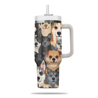 Thumbnail for Cute Dog Tumbler 40oz With Handle, Dog Face Pattern 40oz Tumbler, Puppies Tumbler with Straw, Dog Lover Tumbler, Stainless Steel Tumbler, Insulated Tumbler 05