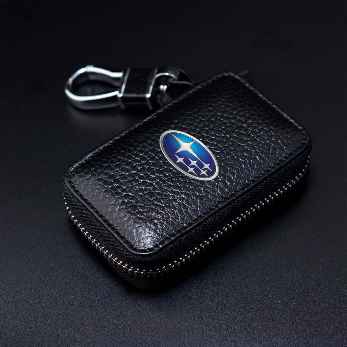 Car Key Cover, Custom For Your Cars, Genuine Leather Car Smart Key Chain Coin Holder Metal Hook and Keyring Wallet Zipper Bag, Car Accessories SU13989