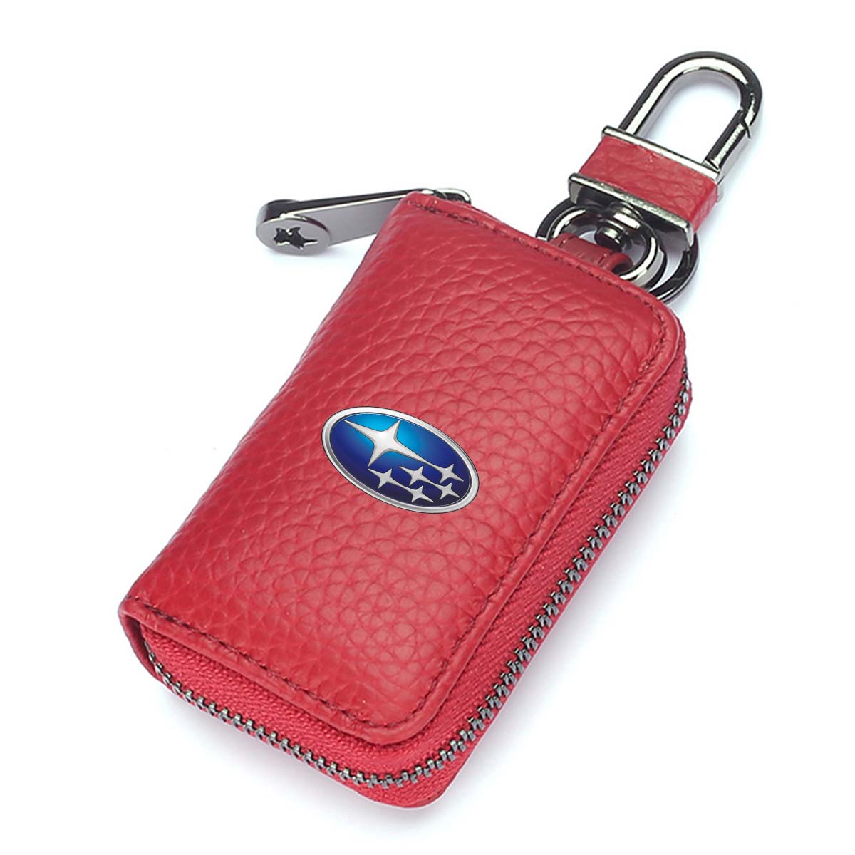 Car Key Cover, Custom For Your Cars, Genuine Leather Car Smart Key Chain Coin Holder Metal Hook and Keyring Wallet Zipper Bag, Car Accessories SU13989