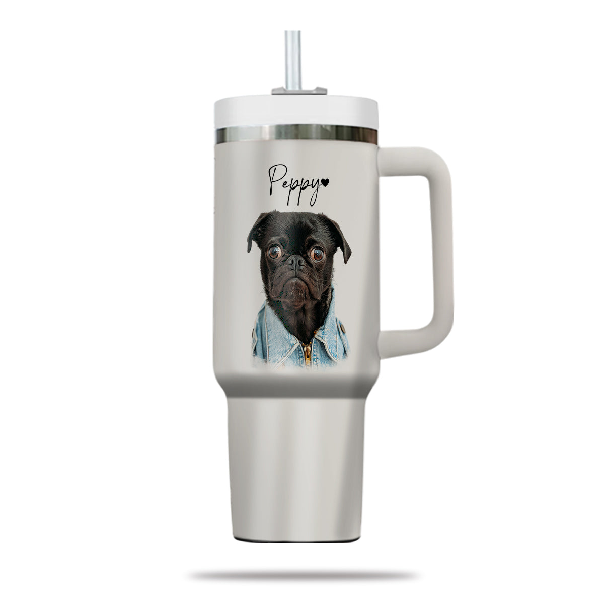 Custom Pet Photo Tumbler 40oz With Handle, Dog Photo Tumbler, Puppies Tumbler with Straw, Dog Lover Tumbler, Favorite Pet Tumbler, Stainless Steel Tumbler, Insulated Tumbler, Pet Photo Gift with Custom Pet Image 03