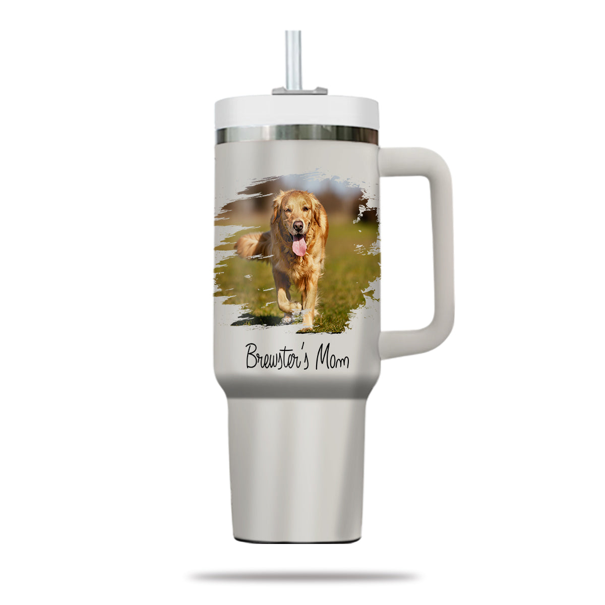 Custom Pet Photo Tumbler 40oz With Handle, Dog Photo Tumbler, Puppies Tumbler with Straw, Dog Lover Tumbler, Favorite Pet Tumbler, Stainless Steel Tumbler, Insulated Tumbler, Pet Photo Gift with Custom Pet Image 02