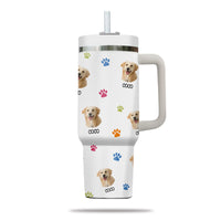 Thumbnail for Custom Pet Photo Tumbler 40oz With Handle, Just A Girl Who Loves Dogs: Personalized Cute Dog Gifts for Dog Mom, Pets, Paw Prints , Puppies Tumbler with Straw, Dog Lover Tumbler, Favorite Pet Tumbler, Stainless Steel Tumbler, Insulated Tumbler 09