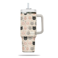 Thumbnail for Cute Cat Tumbler 40oz With Handle, Cat Pattern 40oz Tumbler, Cat Lover Tumbler 40oz, Stainless Steel Tumbler, Insulated Tumbler 11