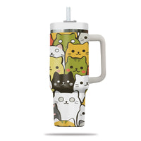 Thumbnail for Cute Cat Tumbler 40oz With Handle, Cat Pattern 40oz Tumbler, Cat Lover Tumbler 40oz, Stainless Steel Tumbler, Insulated Tumbler 25