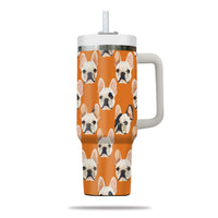 Thumbnail for Cute French Bulldog Tumbler 40oz With Handle, French Bulldog Pattern 40oz Tumbler, Dog Paw Photo Tumbler with Straw, Dog Lover Tumbler, Stainless Steel Tumbler, Insulated Tumbler 03