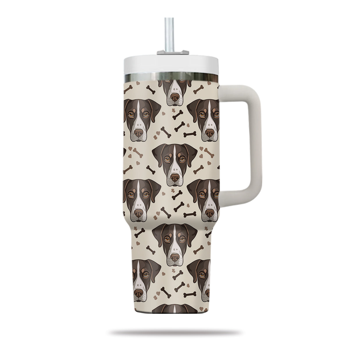 Cute German Shorthaired Pointer Tumbler 40oz With Handle, German Shorthaired Pointer Pattern 40oz Tumbler, Dog Paw Photo Tumbler with Straw, Dog Lover Tumbler, Stainless Steel Tumbler, Insulated Tumbler