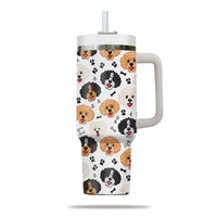 Thumbnail for Cute Poodle Tumbler 40oz With Handle, Poodle Pattern 40oz Tumbler, Dog Paw Photo Tumbler with Straw, Dog Lover Tumbler, Stainless Steel Tumbler, Insulated Tumbler 02