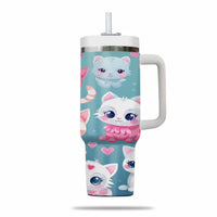 Thumbnail for Cute Cat Tumbler 40oz With Handle, Cat Pattern 40oz Tumbler, Cat Lover Tumbler 40oz, Stainless Steel Tumbler, Insulated Tumbler 07