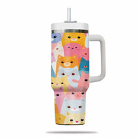 Thumbnail for Cute Cat Tumbler 40oz With Handle, Cat Pattern 40oz Tumbler, Cat Lover Tumbler 40oz, Stainless Steel Tumbler, Insulated Tumbler 09