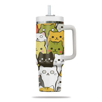 Thumbnail for Cute Cat Tumbler 40oz With Handle, Cat Pattern 40oz Tumbler, Cat Lover Tumbler 40oz, Stainless Steel Tumbler, Insulated Tumbler 25