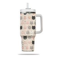 Thumbnail for Cute Cat Tumbler 40oz With Handle, Cat Pattern 40oz Tumbler, Cat Lover Tumbler 40oz, Stainless Steel Tumbler, Insulated Tumbler 11