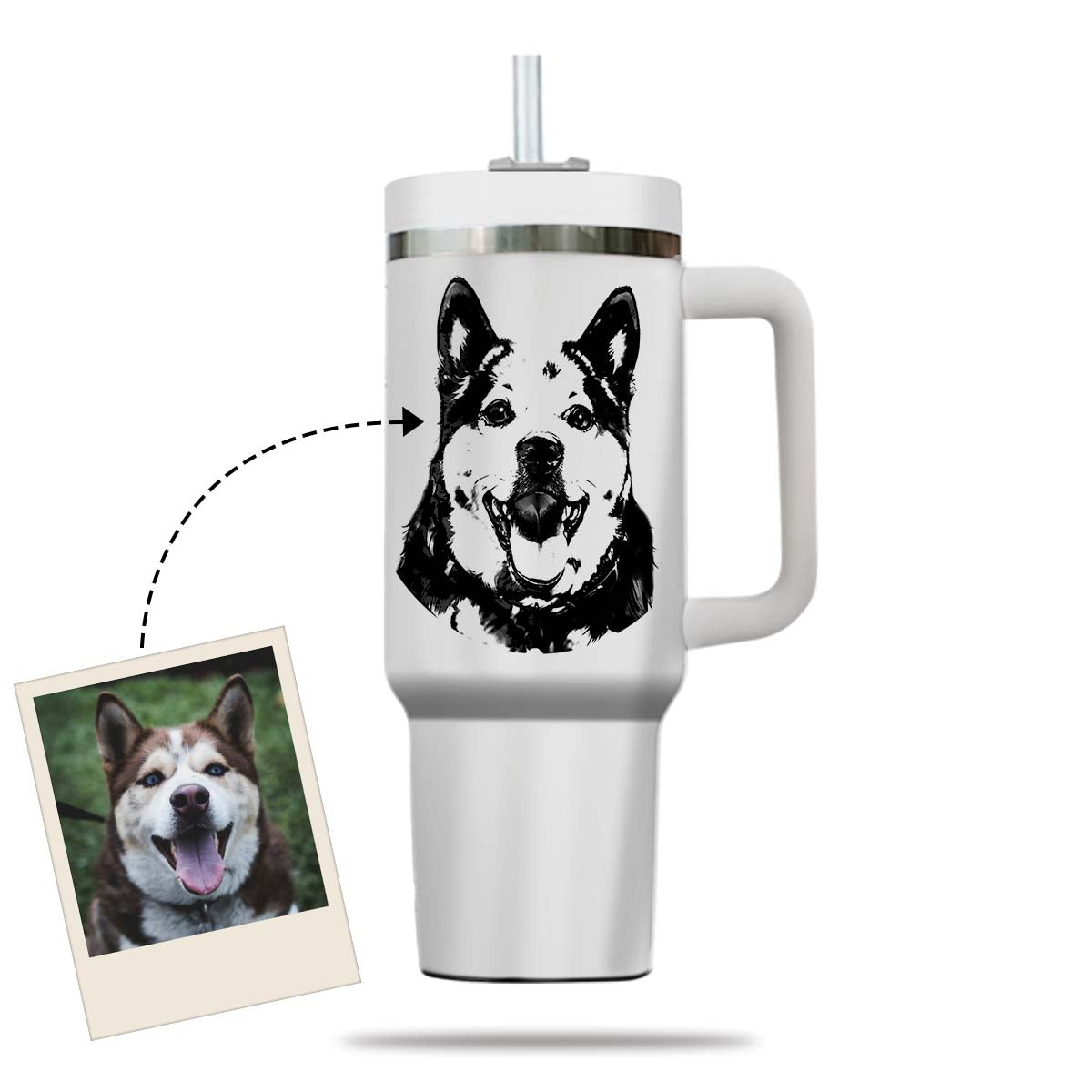 Custom Pet Photo Tumbler 40oz With Handle, Dog Photo Tumbler, Puppies Tumbler with Straw, Dog Lover Tumbler, Favorite Pet Tumbler, Stainless Steel Tumbler, Insulated Tumbler, Pet Photo Gift with Custom Pet Image 08