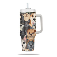 Thumbnail for Cute Dog Tumbler 40oz With Handle, Dog Face Pattern 40oz Tumbler, Puppies Tumbler with Straw, Dog Lover Tumbler, Stainless Steel Tumbler, Insulated Tumbler 05