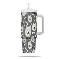 Thumbnail for Cute Samoyed Tumbler 40oz With Handle, Samoyed Pattern 40oz Tumbler, Dog Paw Photo Tumbler with Straw, Dog Lover Tumbler, Stainless Steel Tumbler, Insulated Tumbler 02