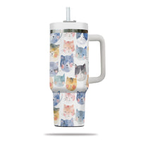 Thumbnail for Cute Cat Tumbler 40oz With Handle, Cat Pattern 40oz Tumbler, Cat Lover Tumbler 40oz, Stainless Steel Tumbler, Insulated Tumbler 18