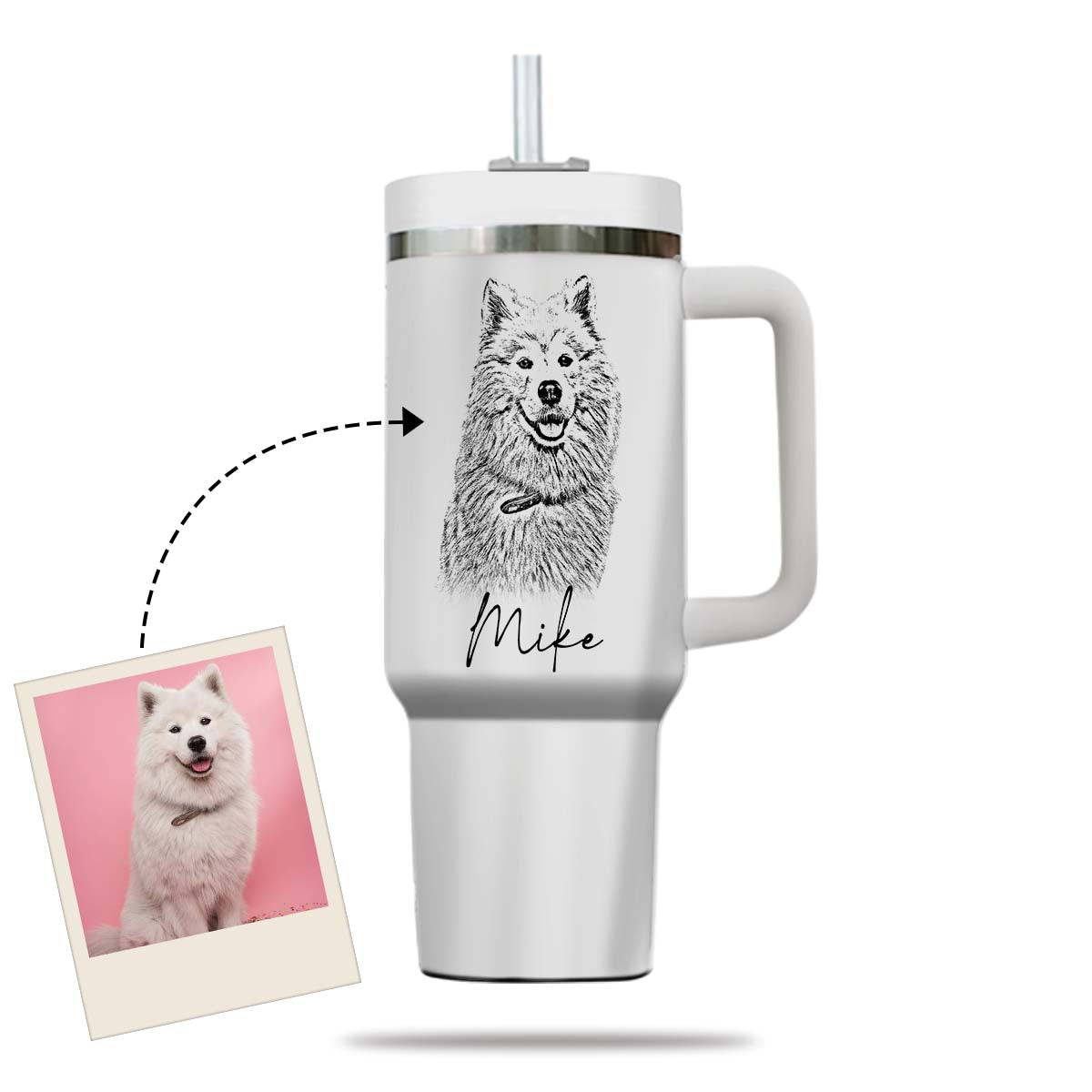 Custom Pet Photo Tumbler 40oz With Handle, Dog Photo Tumbler, Puppies Tumbler with Straw, Dog Lover Tumbler, Favorite Pet Tumbler, Stainless Steel Tumbler, Insulated Tumbler, Pet Photo Gift with Custom Pet Image 06