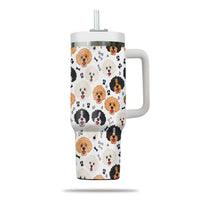 Thumbnail for Cute Poodle Tumbler 40oz With Handle, Poodle Pattern 40oz Tumbler, Dog Paw Photo Tumbler with Straw, Dog Lover Tumbler, Stainless Steel Tumbler, Insulated Tumbler 02