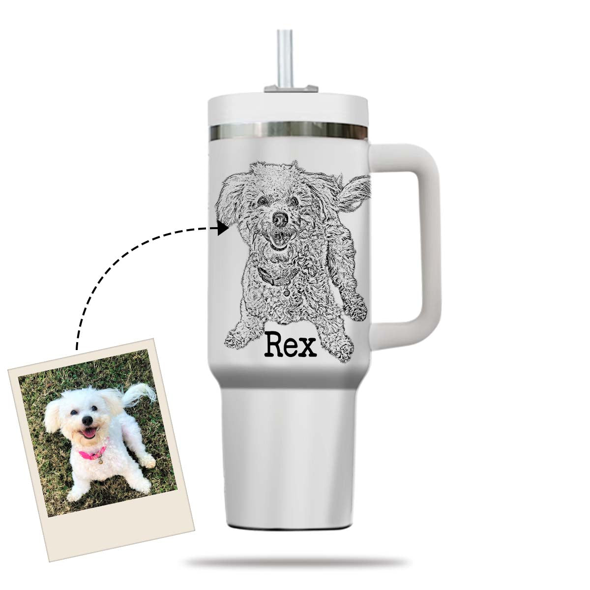 Custom Pet Photo Tumbler 40oz With Handle, Dog Photo Tumbler, Puppies Tumbler with Straw, Dog Lover Tumbler, Favorite Pet Tumbler, Stainless Steel Tumbler, Insulated Tumbler, Pet Photo Gift with Custom Pet Image 07