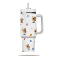 Thumbnail for Custom Pet Photo Tumbler 40oz With Handle, Just A Girl Who Loves Dogs: Personalized Cute Dog Gifts for Dog Mom, Pets, Paw Prints , Puppies Tumbler with Straw, Dog Lover Tumbler, Favorite Pet Tumbler, Stainless Steel Tumbler, Insulated Tumbler 09