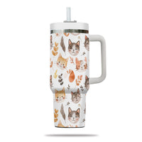 Thumbnail for Cute Cat Tumbler 40oz With Handle, Cat Pattern 40oz Tumbler, Cat Lover Tumbler 40oz, Stainless Steel Tumbler, Insulated Tumbler 15