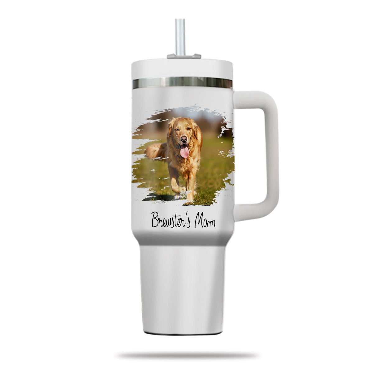 Custom Pet Photo Tumbler 40oz With Handle, Dog Photo Tumbler, Puppies Tumbler with Straw, Dog Lover Tumbler, Favorite Pet Tumbler, Stainless Steel Tumbler, Insulated Tumbler, Pet Photo Gift with Custom Pet Image 02