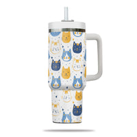 Thumbnail for Cute Cat Tumbler 40oz With Handle, Cat Pattern 40oz Tumbler, Cat Lover Tumbler 40oz, Stainless Steel Tumbler, Insulated Tumbler 17