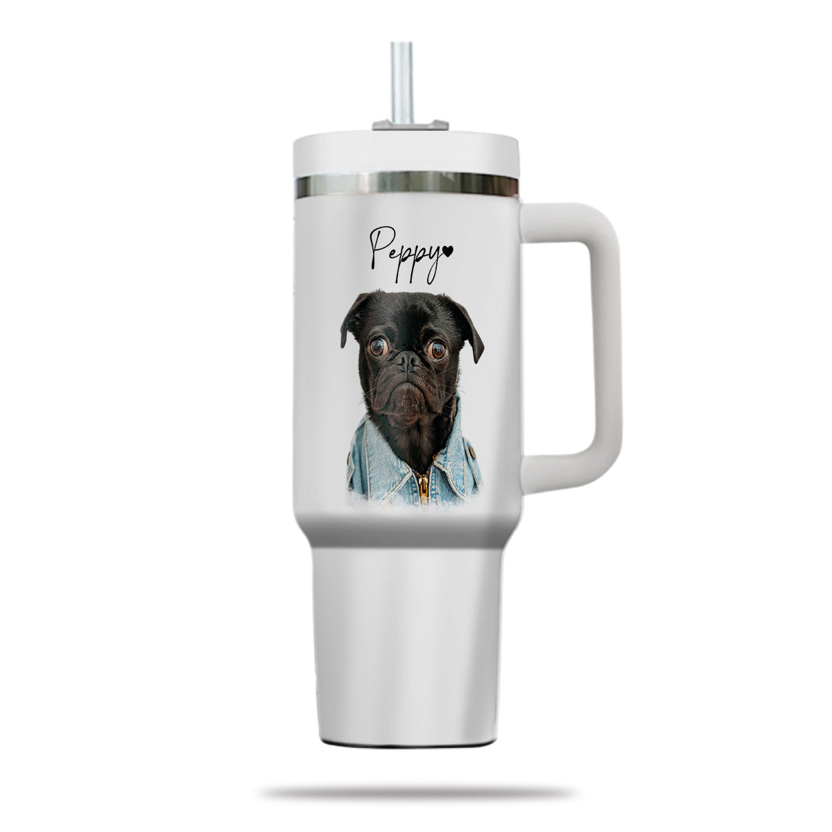 Custom Pet Photo Tumbler 40oz With Handle, Dog Photo Tumbler, Puppies Tumbler with Straw, Dog Lover Tumbler, Favorite Pet Tumbler, Stainless Steel Tumbler, Insulated Tumbler, Pet Photo Gift with Custom Pet Image 03