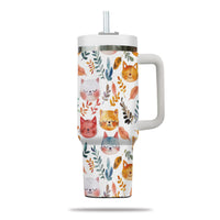 Thumbnail for Cute Cat Tumbler 40oz With Handle, Cat Pattern 40oz Tumbler, Cat Lover Tumbler 40oz, Stainless Steel Tumbler, Insulated Tumbler 12