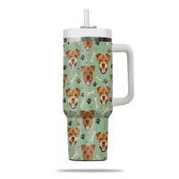 Thumbnail for Cute Pitbull Tumbler 40oz With Handle, Pitbull Pattern 40oz Tumbler, Dog Paw Photo Tumbler with Straw, Dog Lover Tumbler, Stainless Steel Tumbler, Insulated Tumbler