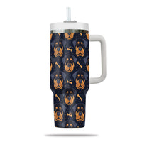 Thumbnail for Cute Rottweiler Tumbler 40oz With Handle, Rottweiler Pattern 40oz Tumbler, Dog Paw Photo Tumbler with Straw, Dog Lover Tumbler, Stainless Steel Tumbler, Insulated Tumbler