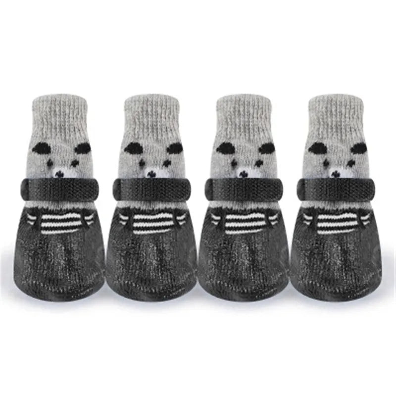 4pc/Set Dog Sock Anti-Slip Dog Booties with Strap Traction, Paw Protection for Indoor Hardwood Floor Outdoor, for Small to Large Dogs & Cats, Gift For Pet 80