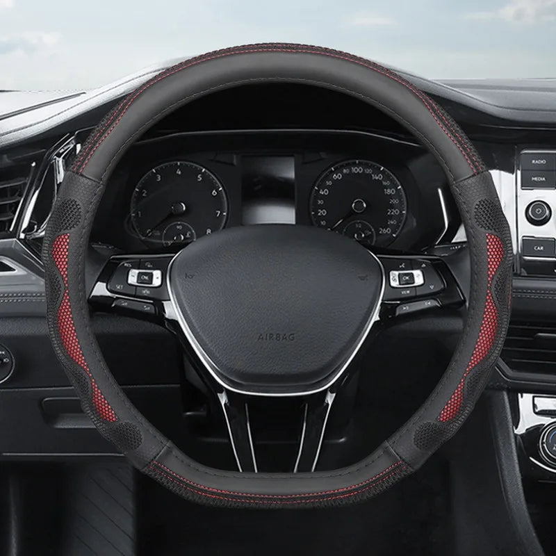 Ice Silk Steering Wheel Cover – Breathable Leather Grip Cover, Universal Fit for 37–38 cm Wheels