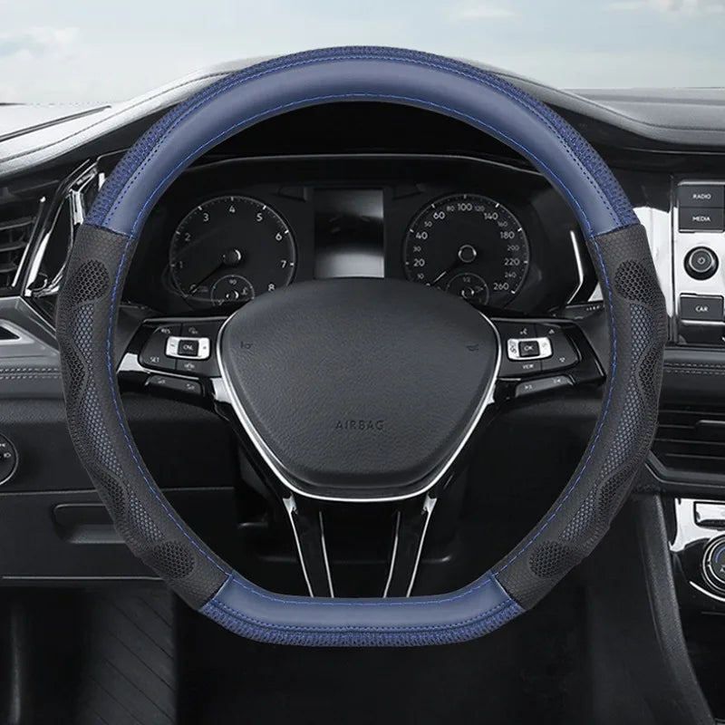 Ice Silk Steering Wheel Cover – Breathable Leather Grip Cover, Universal Fit for 37–38 cm Wheels