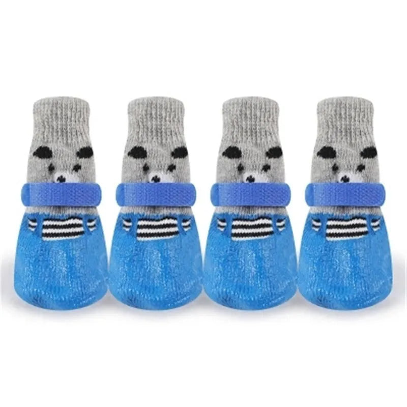 4pc/Set Dog Sock Anti-Slip Dog Booties with Strap Traction, Paw Protection for Indoor Hardwood Floor Outdoor, for Small to Large Dogs & Cats, Gift For Pet 80