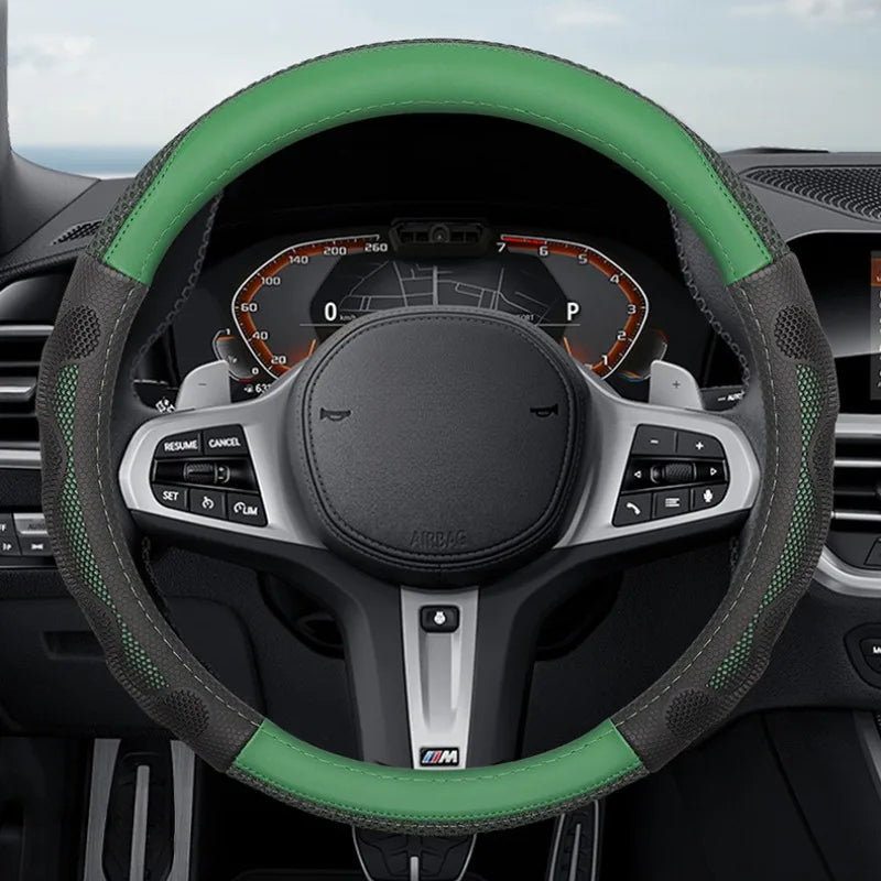 Ice Silk Steering Wheel Cover – Breathable Leather Grip Cover, Universal Fit for 37–38 cm Wheels